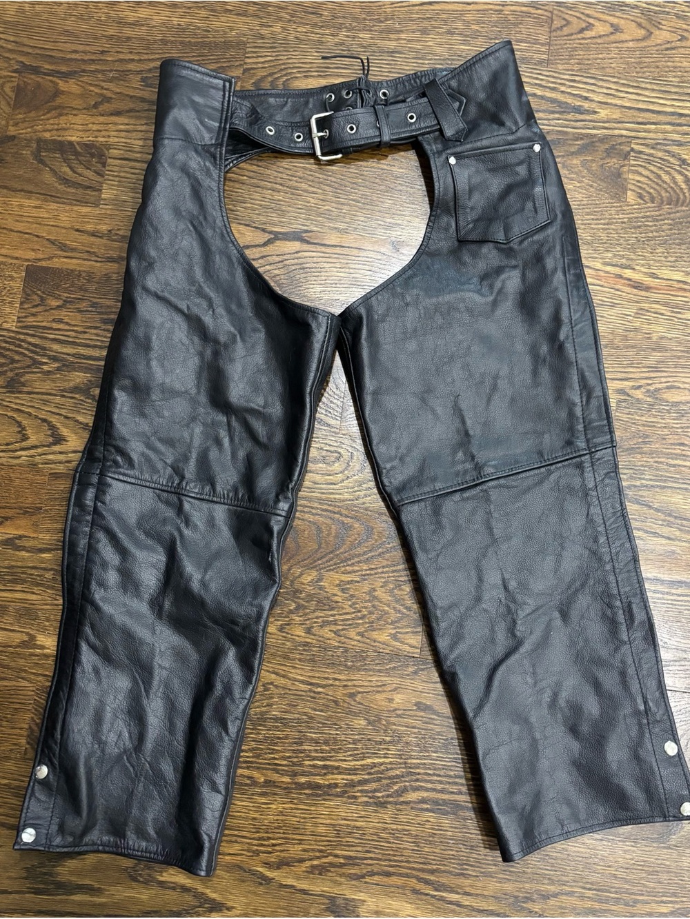 Unik Black Leather Chaps Sinch Size L